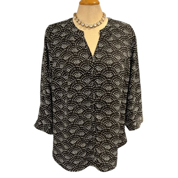 41 HAWTHORN Blouse Sz 1X V Neck Tunic Top Adjustable 3/4 Sleeves Curvy - Picture 3 of 15